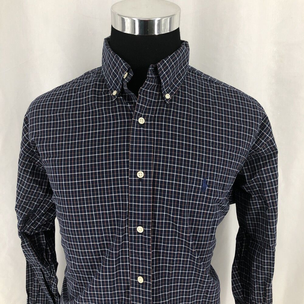 Ralph Lauren Blake Navy Blue Red Plaid Long Sleeve Button Down Shirt XL